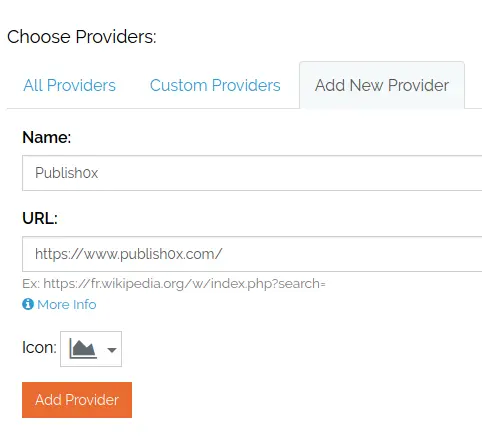 Add new provider tab