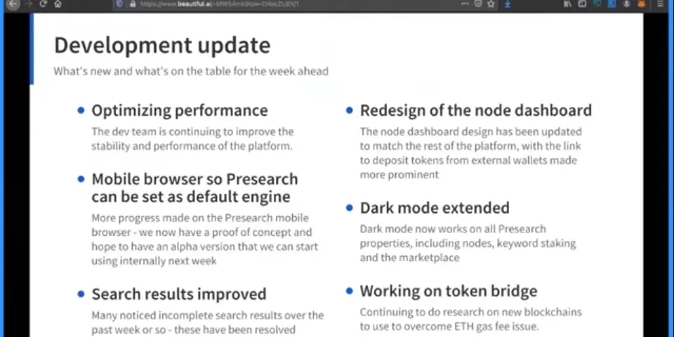 Development update