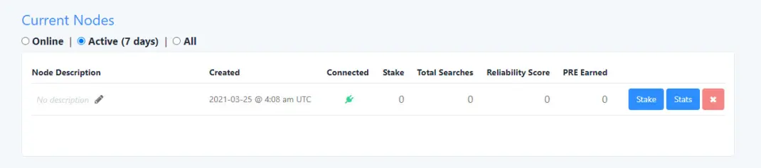 Nodes dashboard