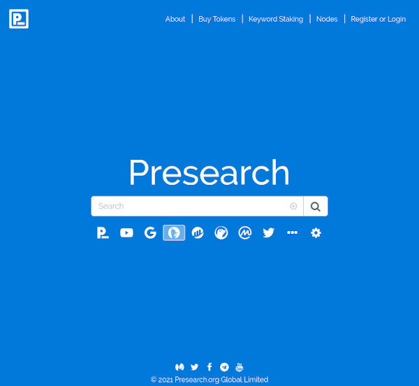 Presearch Landing Page