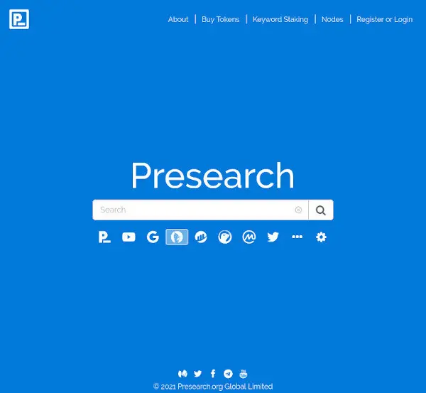Presearch Landing Page