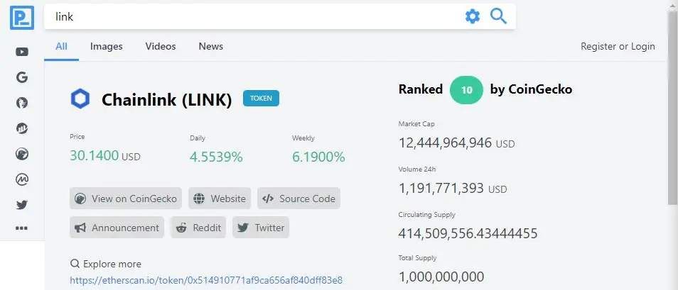 Link search Presearch