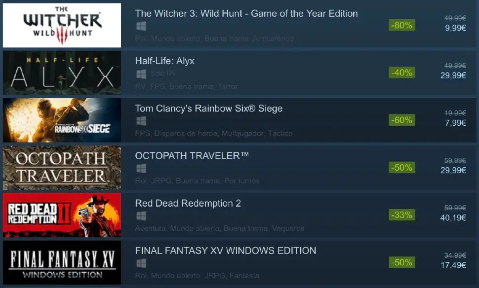 Steam sales