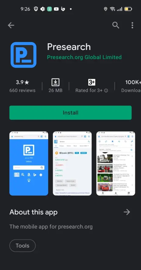 PRESEARCH Browser App