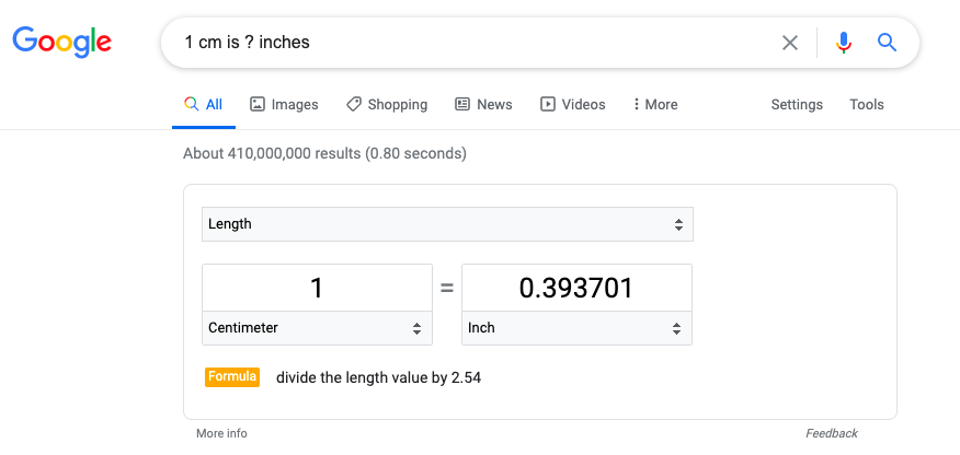 Length converter Google