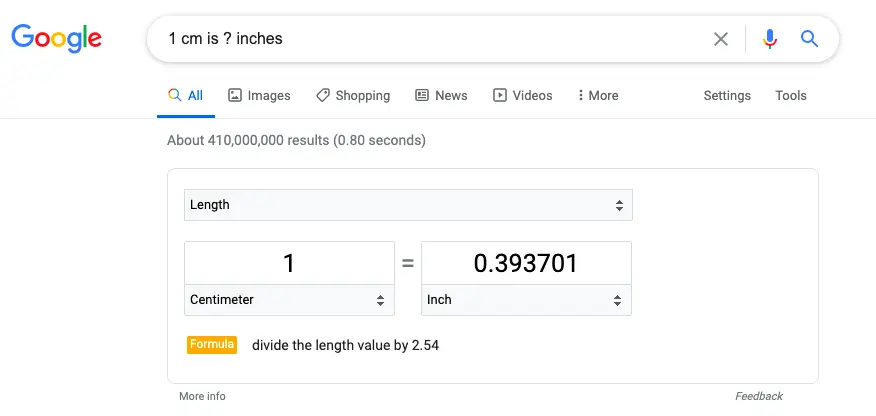 Length converter Google