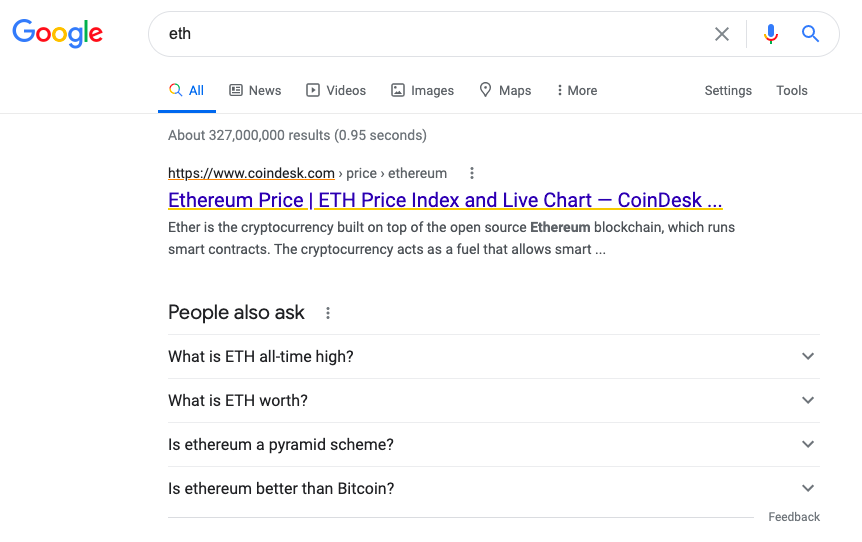 Crypto search with Google