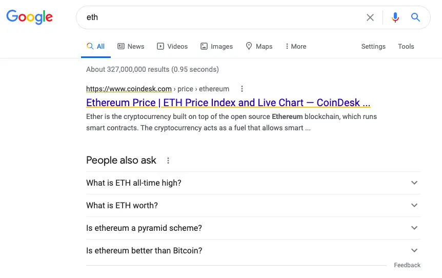 Crypto search with Google