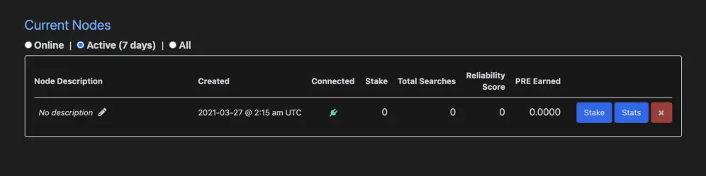 Current PreSearch Nodes
