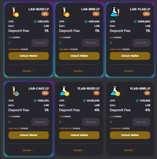 Stake LP tokens to earn LAB