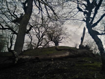 Mountain Hiking with Headlight & Crumbling Clouds in The Sky