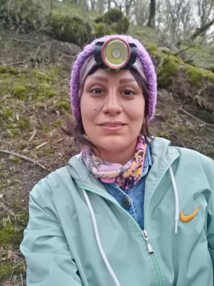 Mountain Hiking with Headlight & Crumbling Clouds in The Sky