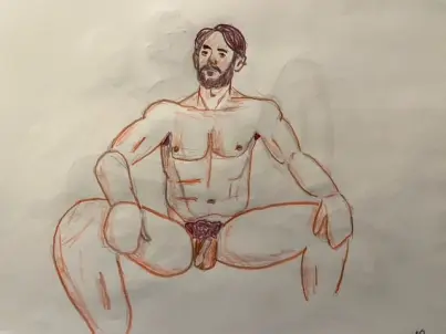 Francesco sitting - 10-minute timed colored pencil drawing