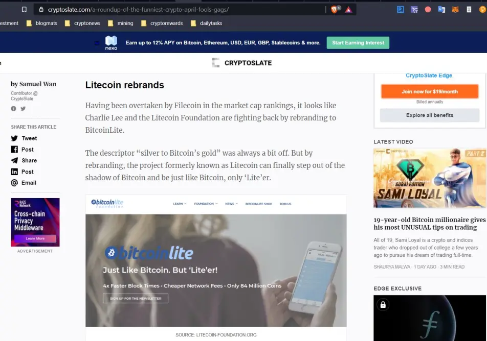 News on Bitcoinlite