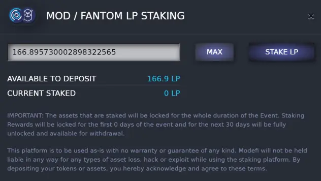MOD/Fantom LP staking