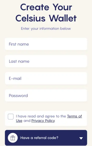 Celsius Registration