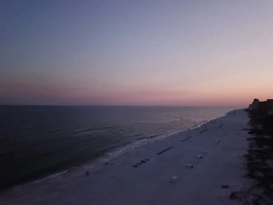 moody shot of beach at sunset