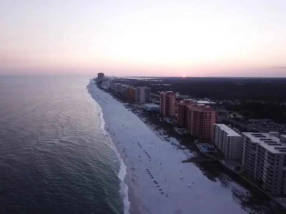 looking down the beach at sunset low res