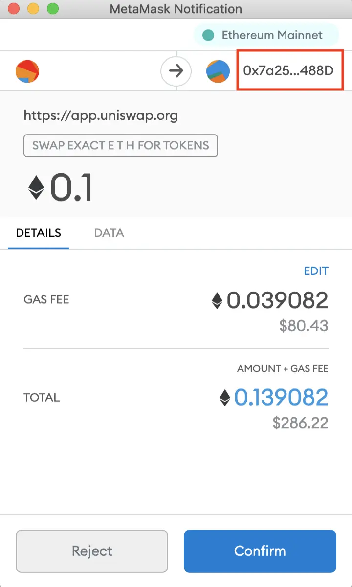 MetaMask contract call