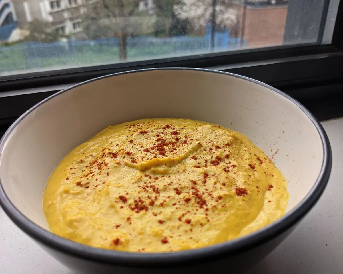 sweet corn cream garnished with paprika