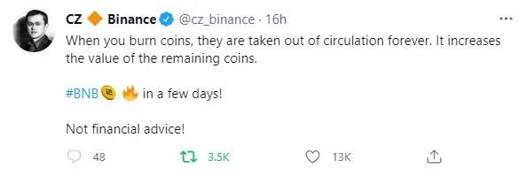 CZ tweet