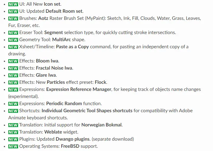 Open Toonz New Stuff Release Notes