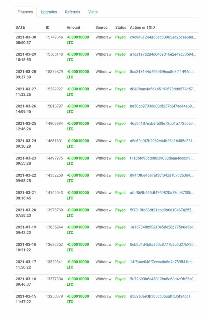 Litecoin payment from ltcminer