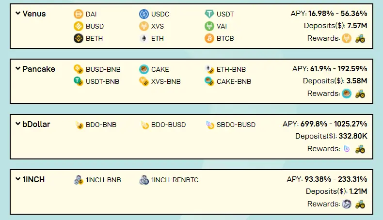 Harvest Crypto APY (BSC)