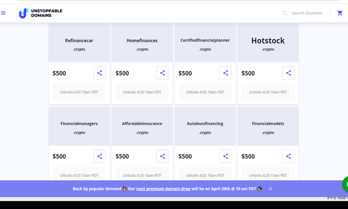 Premium Finance domains NFT's