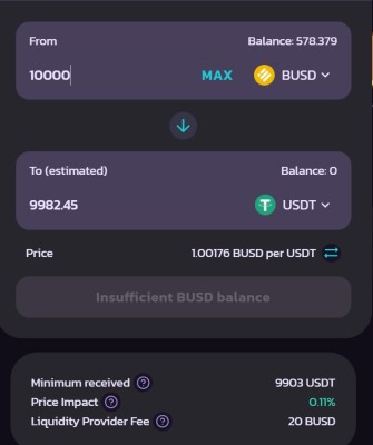 stablecoin swap on Pancakeswap
