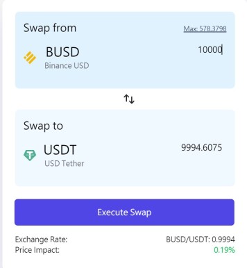 stablecoin swap on Nerve Finance