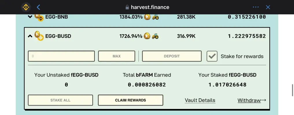 egg-busd farm on harvest finance