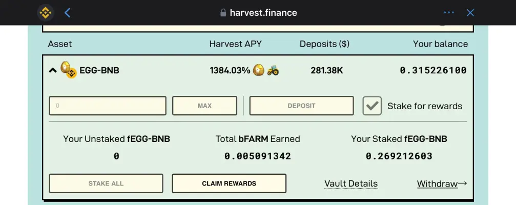 egg-bnb farm on harvest finance
