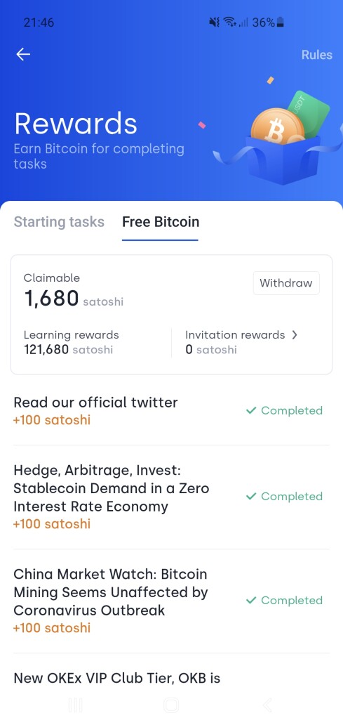 OKEx earn bitcoin