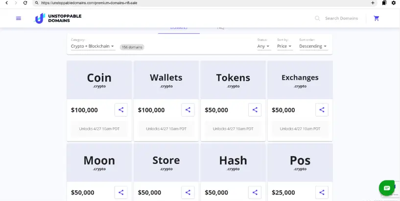 Crypto and blockchain domains