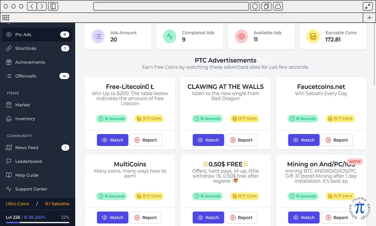 FaucetCrypto - Ptc Ads view