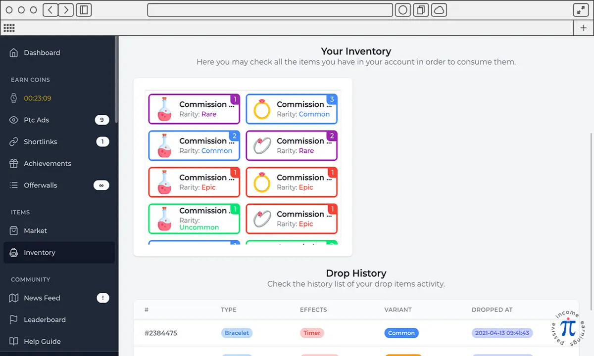 FaucetCrypto - Inventory view.
