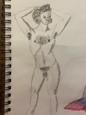 Jaron posing - 15 minutes, pencil