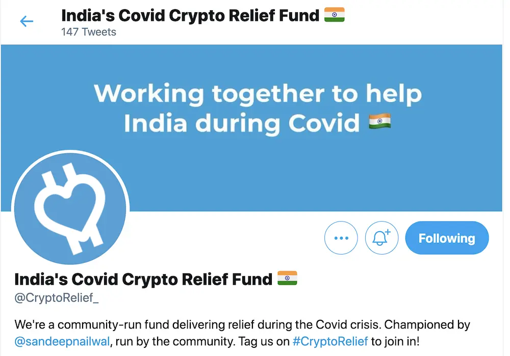 india, covid-19, crypto donation, blockchain