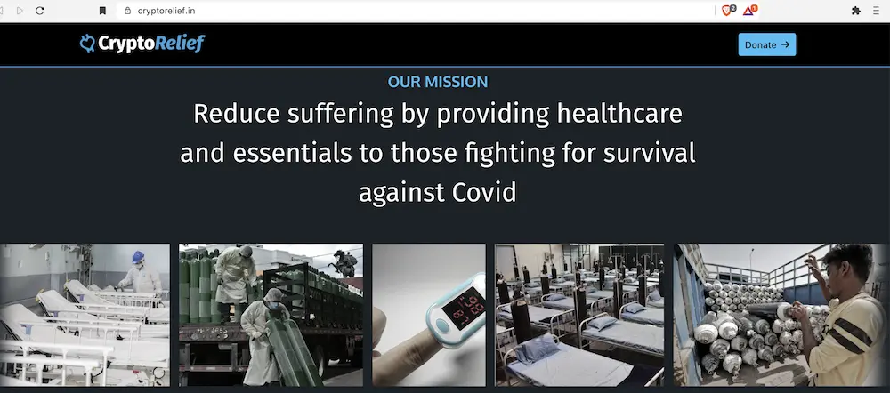 crypto donation, india, covid 19, crypto relief