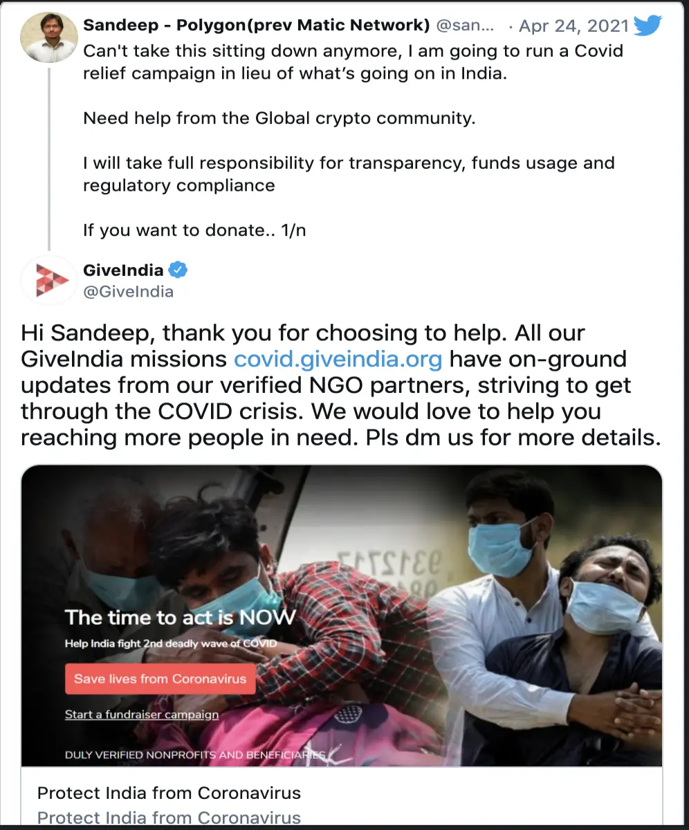 crypto donation, india, covid 19, crypto relief