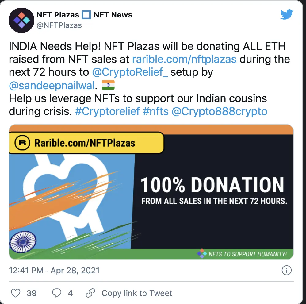 crypto donation, india, covid 19, crypto relief