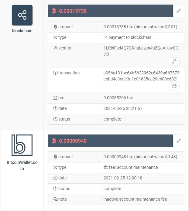 Bitcoinwallet fees