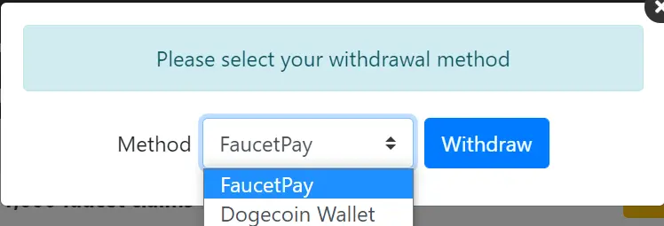 Withdraw options