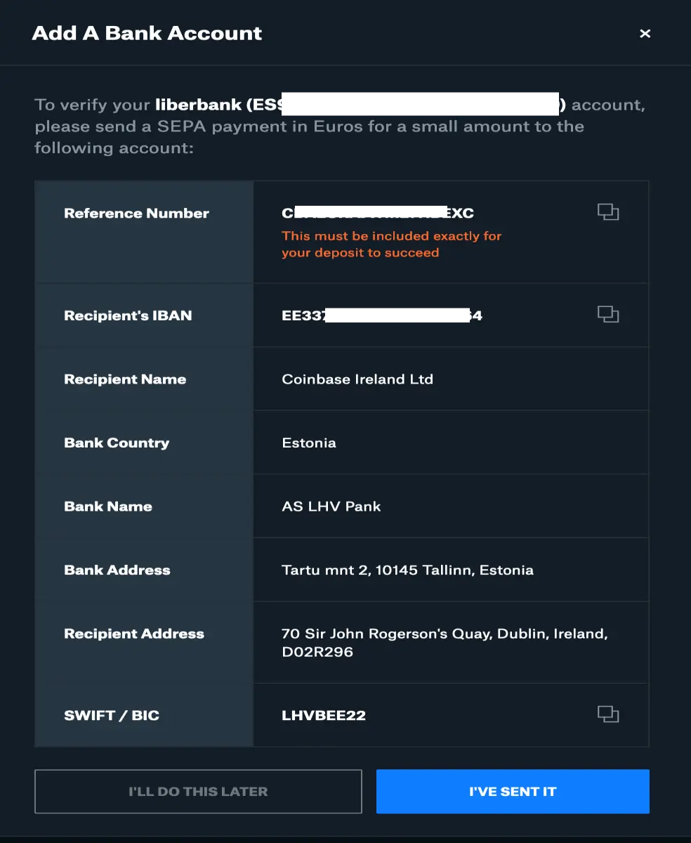 coinbase bank account verify 2