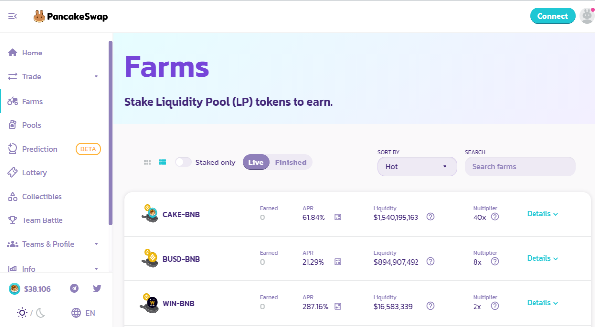 Farms on PancakeSwap