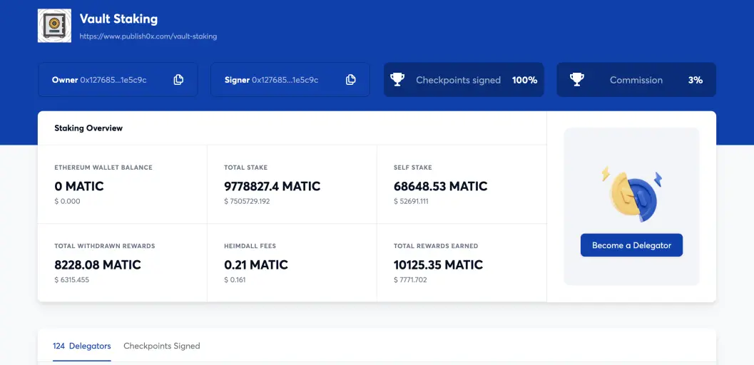 Vault Staking Page