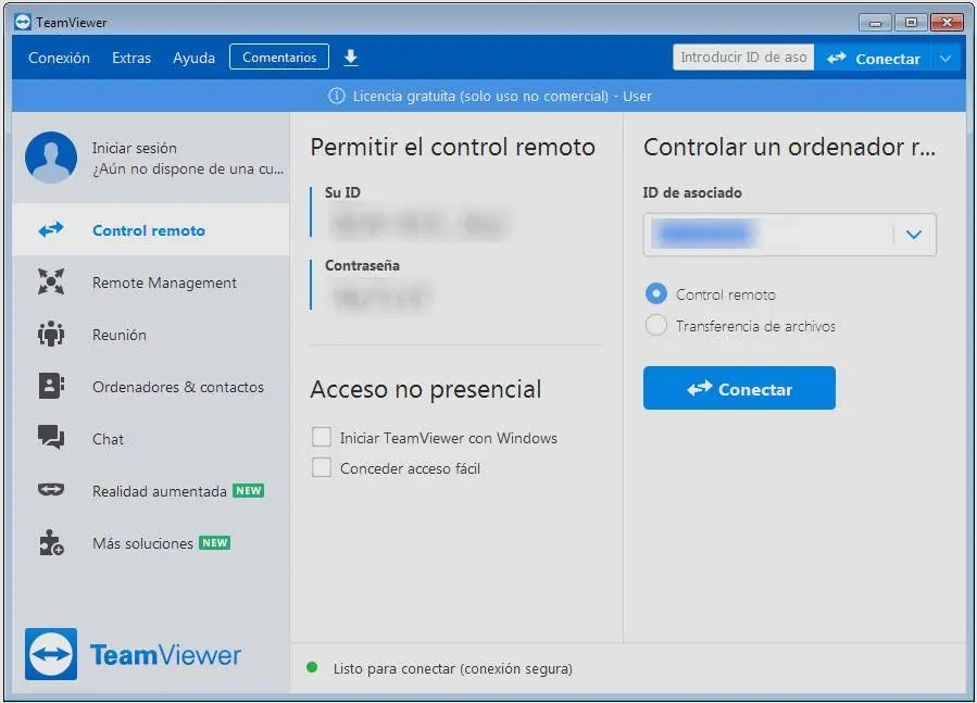 Conectarse a un equipo mediante Teamviewer