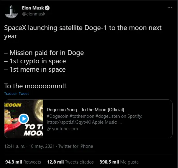 tweet of Elon Musk