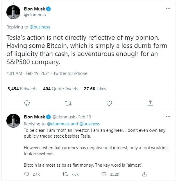Elon Musk's Twitter comment